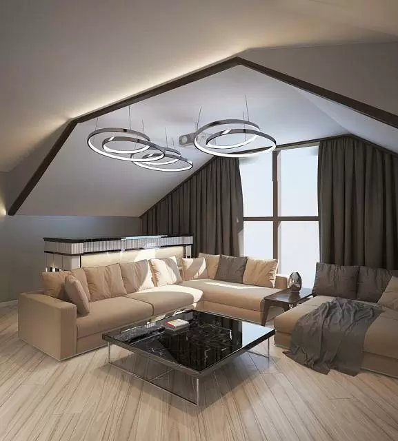 дизайн мансарды с проектором на потолке