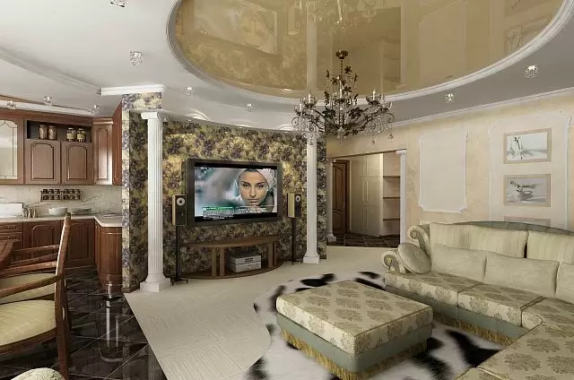 гостиная с декоративными колоннами